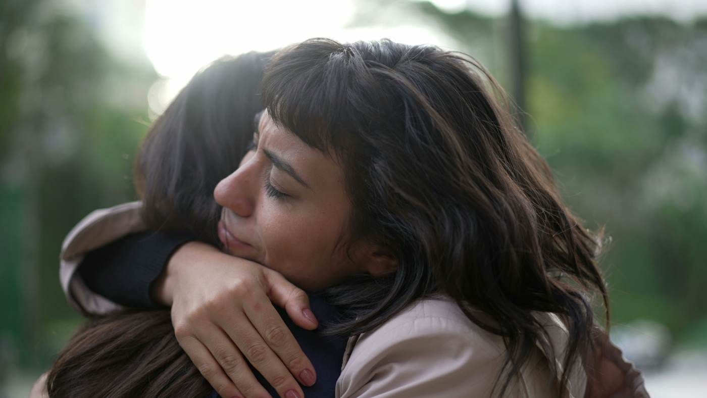 Two people embracing